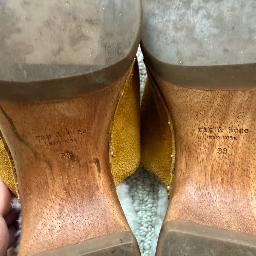 rag & bone Mustard Suede Shearling-Lined Clogs - Picture 5 of 12